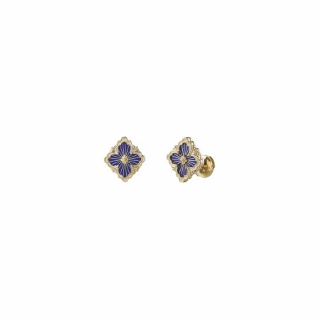 Buccellati Opera Tulle earrings, yellow gold and blue enamel