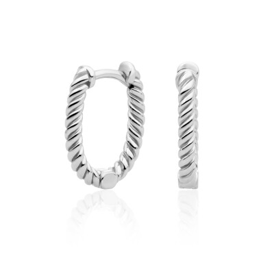 Boucles d'oreilles Sparkling TWIST HUGGIES en argent rhodié
