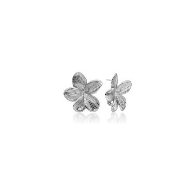 Boucles d'oreilles Sparkling FLORA PUSH BACK en argent rhodié