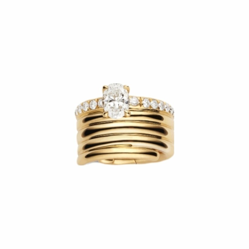 Repossi Blast earrings, rose gold, white diamonds and 1 oval 0.18ct diamond