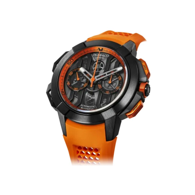 Jacob & Co Epic X Chrono 44mm - Black Titanium - Orange Inner Ring watch