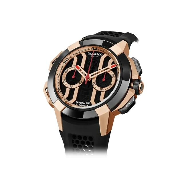 Jacob & Co Epic x Chrono 44mm rose gold and black watch