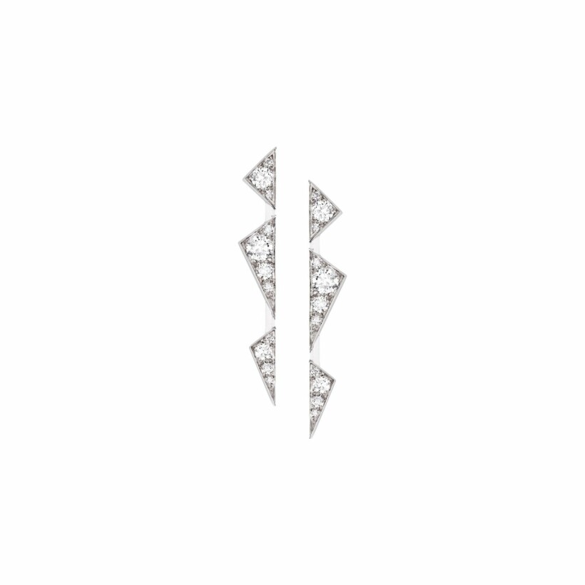 Boucles d'oreilles pendantes Akillis Capture en or blanc pavées de diamants