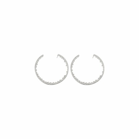 Akillis Capture Light single creole earrings, white gold, diamond pave