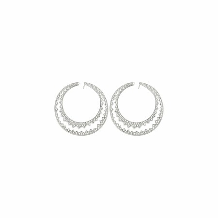 Akillis Capture Light double creole earrings, white gold, diamond pave