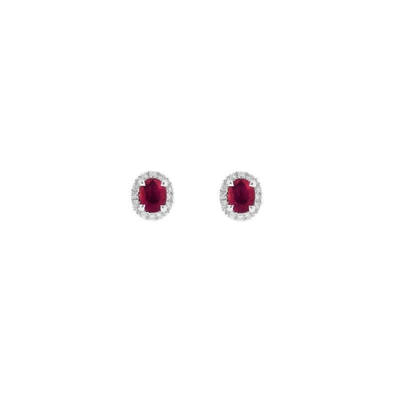 Boucles d'oreilles Pacôma en or blanc, rubis et diamants