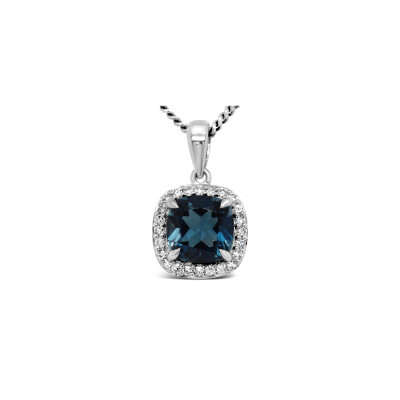 Pendentif Gringoire Joaillerie en or blanc, topaze Blue London et diamants