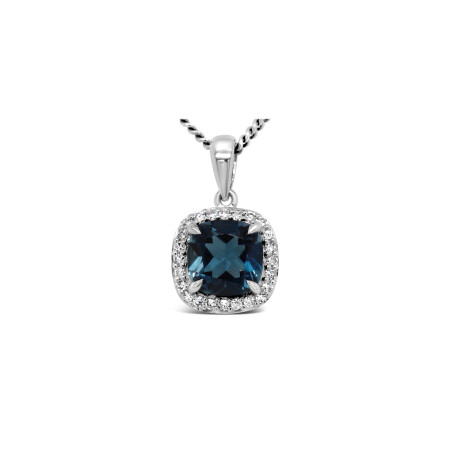 Pendentif Gringoire Joaillerie en or blanc, topaze Blue London et diamants