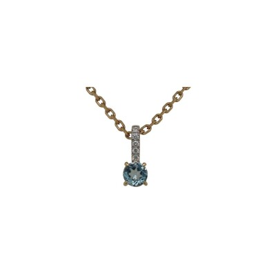 Pendentif Gringoire Joaillerie en or jaune, diamant et topaze bleue