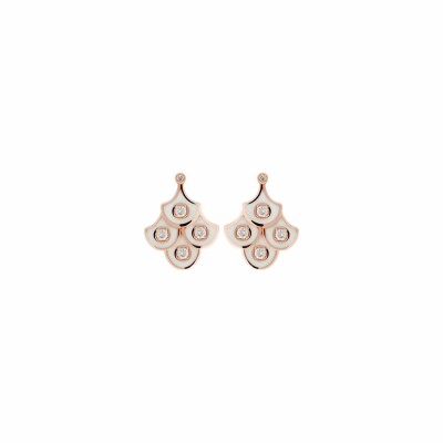 Boucles d'oreilles Selim Mouzannar Fish for Love en or rose, émail ivoire et diamants