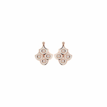 Selim Mouzannar Fish for Love earrings, rose gold, ivory enamel, diamonds