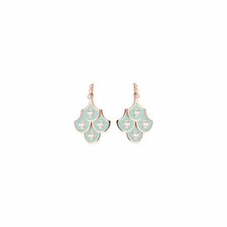 Selim Mouzannar Fish for Love earrings, rose gold, mint green enamel, diamonds