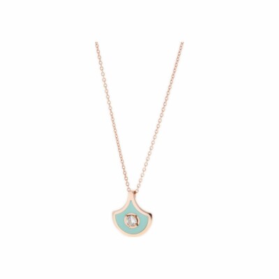 Collier Selim Mouzannar Fish for Love en or rose, émail vert menthe et diamant