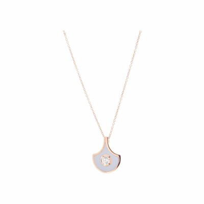 Collier Selim Mouzannar Fish for Love en or rose, émail lilas et diamant