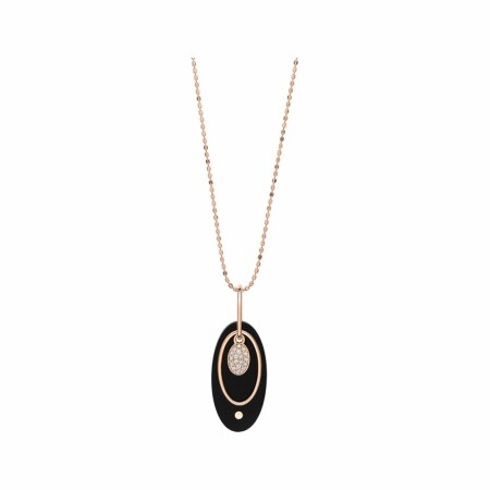 Collier GINETTE NY ELLIPSES & SEQUINS en or rose, diamants et onyx