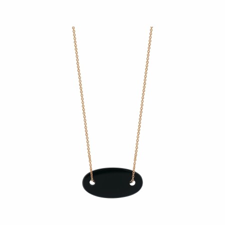 Collier GINETTE NY ELLIPSES & SEQUINS en or rose et onyx