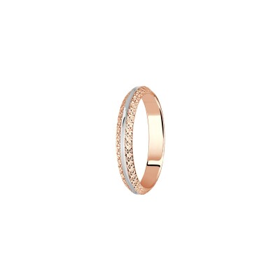 Alliance en or rose et platine, 3mm