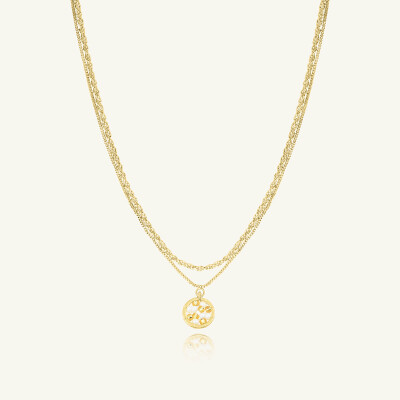Collier Sàntibé Bijoux Emilie en laiton, métal doré et perles blanc doré