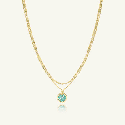 Collier Sàntibé Bijoux Emilie en laiton, métal doré et perles crystalline