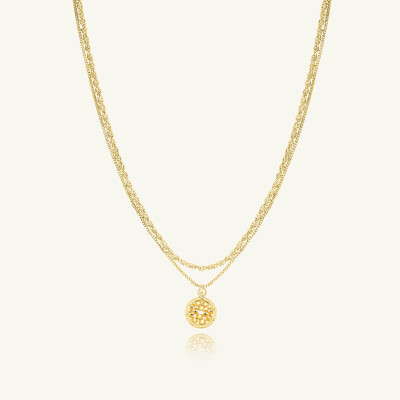 Collier Sàntibé Bijoux Emilie en laiton, métal doré et perles doré