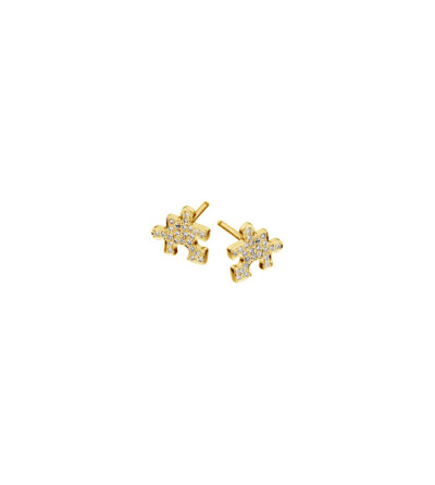 Boucles d'oreilles Akillis Mini Puzzle en or jaune et diamants