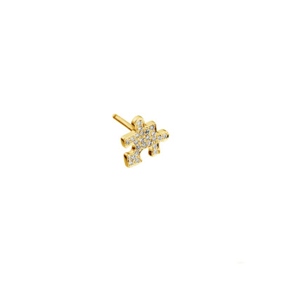 Mono boucle d'oreille Akillis Mini Puzzle en or jaune et diamants
