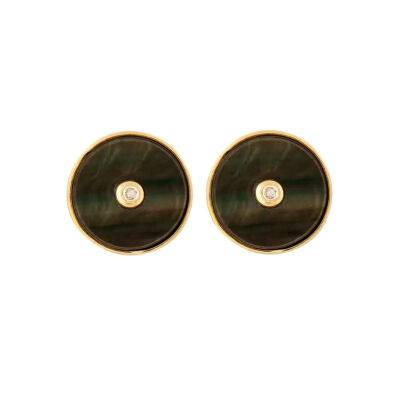 Boucles d'oreilles min&ral Joaillerie PI en or jaune et nacre