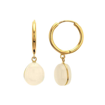 Boucles d'oreilles min&ral Joaillerie Bestouan en or jaune et pierre de lune