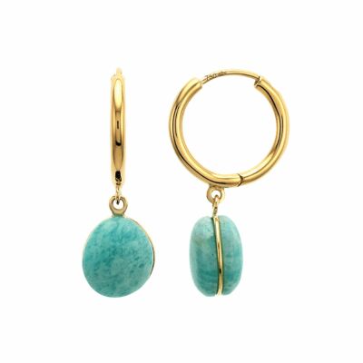 Boucles d'oreilles min&ral Joaillerie Bestouan en or jaune et amazonite