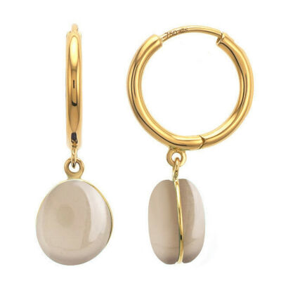 Boucles d'oreilles min&ral Joaillerie Bestouan en or jaune et pierre de lune