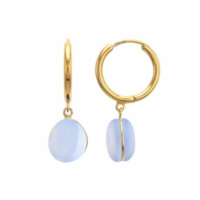 Boucles d'oreilles min&ral Joaillerie Bestouan en or jaune et calcédoine