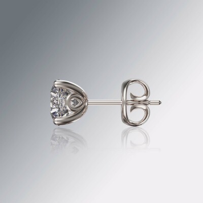 Platinum  4-Claw Solitaire Round Diamond Earrings