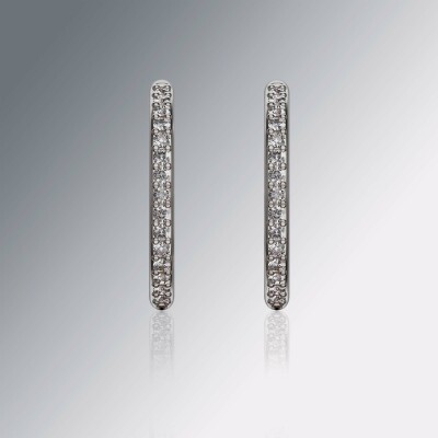 Platinum Pin Claw Diamond Hoop Earrings