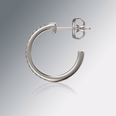 Platinum Pin Claw Diamond Hoop Earrings