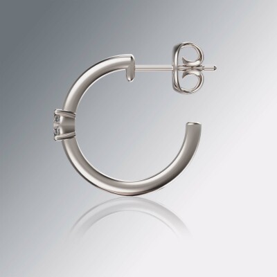 Platinum Oval Claw Solitaire Diamond Hoops