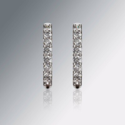 Platinum Round Claw Diamond Huggies