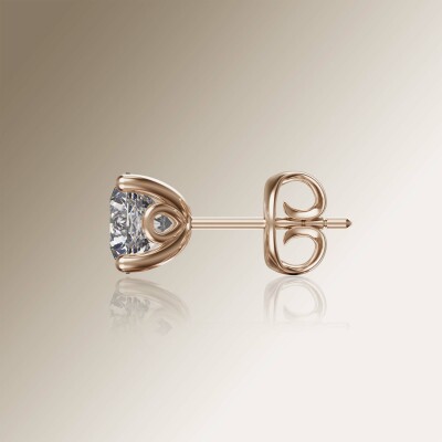 Rose Gold 4-Claw Solitaire Round Diamond Earrings