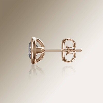 Rose Gold Tube Solitaire Round Diamond Earrings