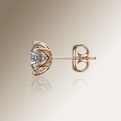 Rose Gold 6-Claw Round Diamond Earrings