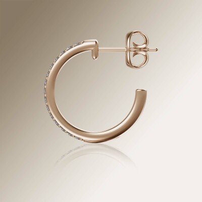Rose Gold Pin Claw Diamond Hoop Earrings