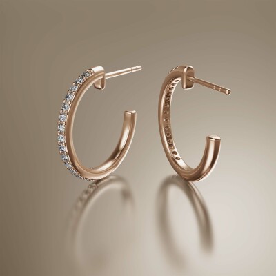 Rose Gold Pin Claw Diamond Hoop Earrings