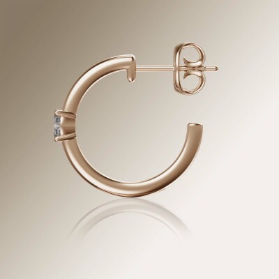 Rose Gold Oval Claw Solitaire Diamond Hoops