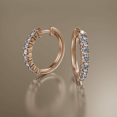 Rose Gold Round Claw Diamond Huggies