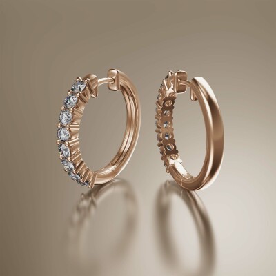 Rose Gold Round Claw Diamond Huggies