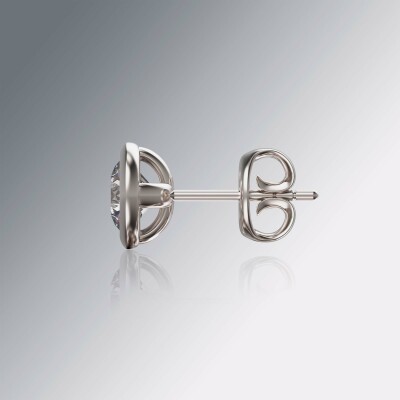 White Gold Tube Solitaire Round Diamond Earrings