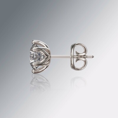 White Gold 6-Claw Round Diamond Earrings