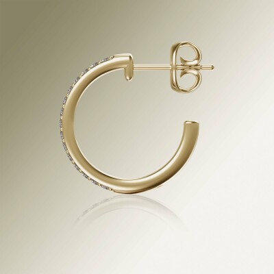 Yellow Gold Pin Claw Diamond Hoop Earringsg