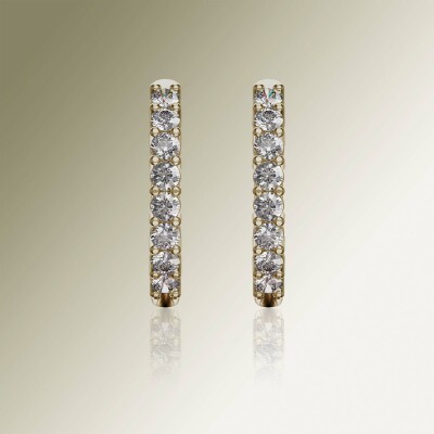 Yellow Gold Round Claw Diamond Huggies