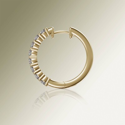 Yellow Gold Round Claw Diamond Huggies