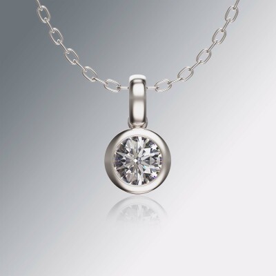 Platinum Tube Solitaire Round Diamond Pendant